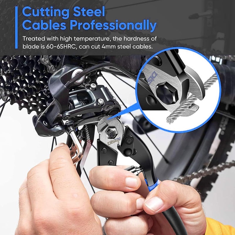 DISEN Wire Cutters Heavy Duty 2PCS, Cutting Up to 3/16", Cable Cutters for Fence Thick Wire, Safety Lock, Spring Loaded, Non-slip Matte Handle, Chrome Vanadium Steel Jaw - Blue Black - Image 5